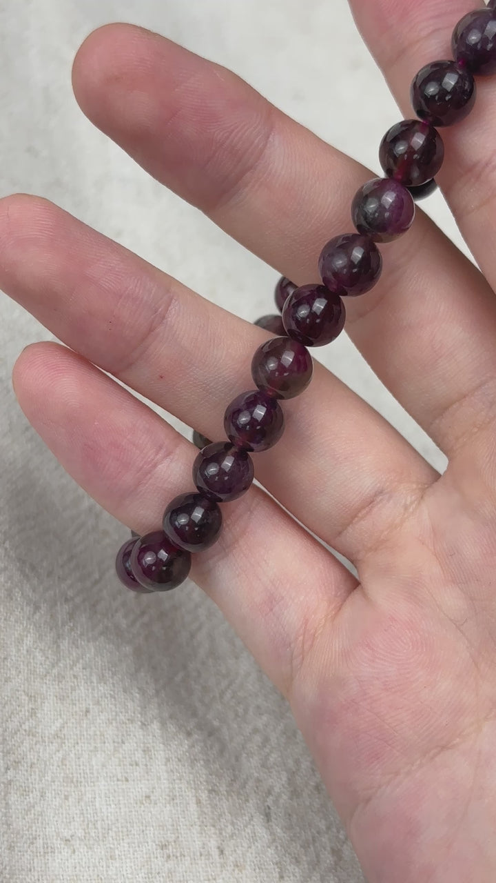 Plum Tourmaline Bracelet 7.4-7.7mm