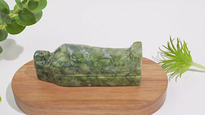 Natural Crystal Carving Serpentine Mummy Sarcophagus