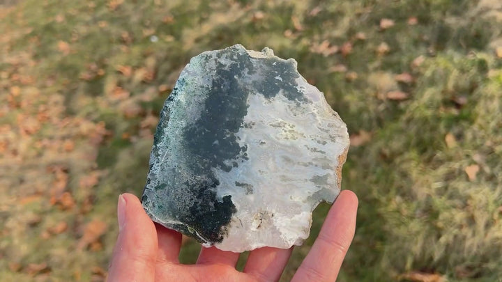 Natural Crystal Moss Agate Slice