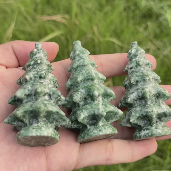 Natural Crystal Carving Wollastonite And Nephrite Christmas Tree