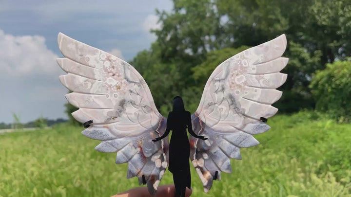 Unique,A Slightly Imperfect Natural Crystal Blue Flower Agate Angel Wing