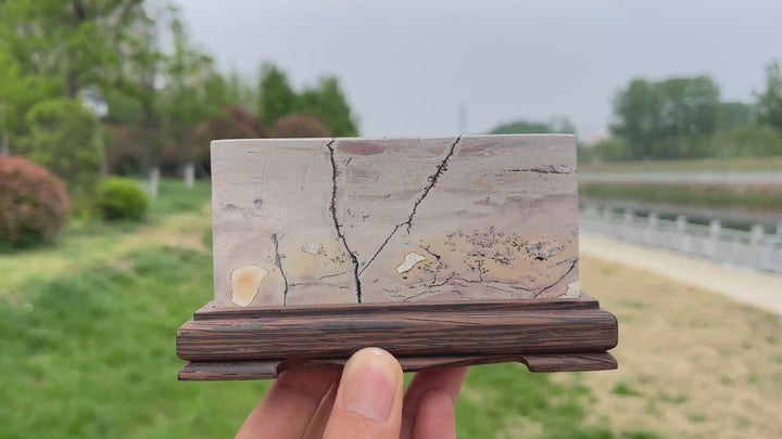 Natural Picture Jasper Screen With Stand