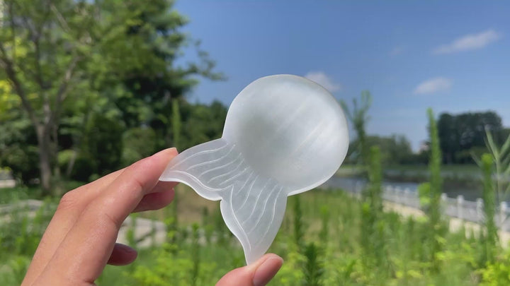 Natural Crystal Selenite Mermaid Tail Bowl Carving