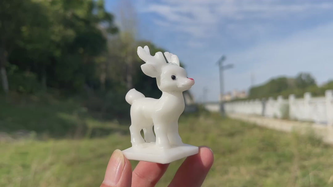 Natural Crystal Cute White Jade Christmas Deer