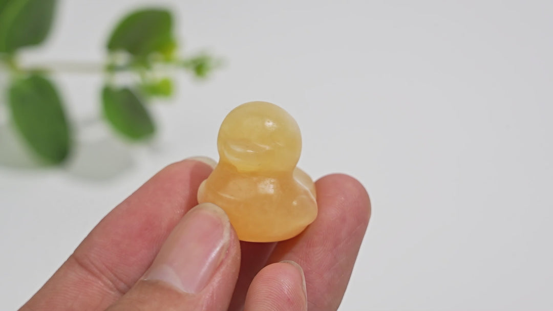 Natural Crystal Cute Mini Yellow Calcite Duck Carving