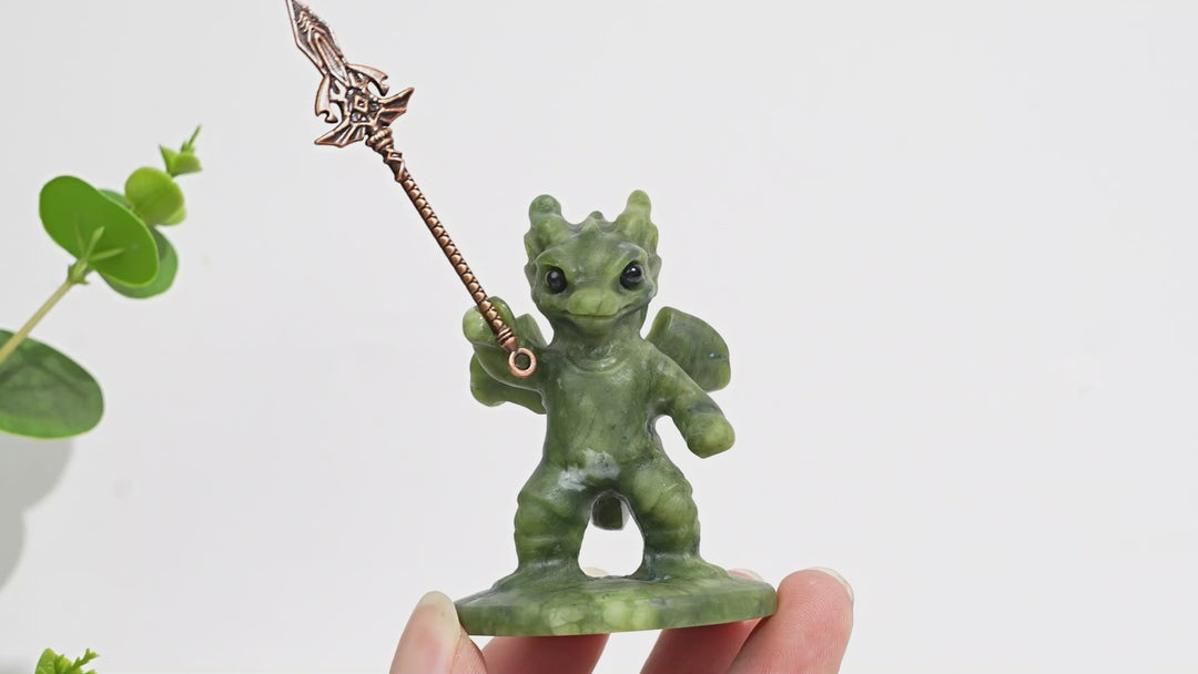 Unique,Natural Crystal Serpentine Warrior Dragon
