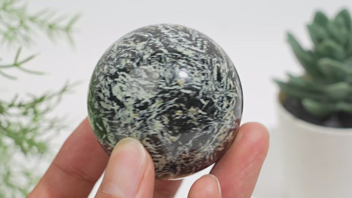 Natural Crystal Green Dendritic Calcite Sphere