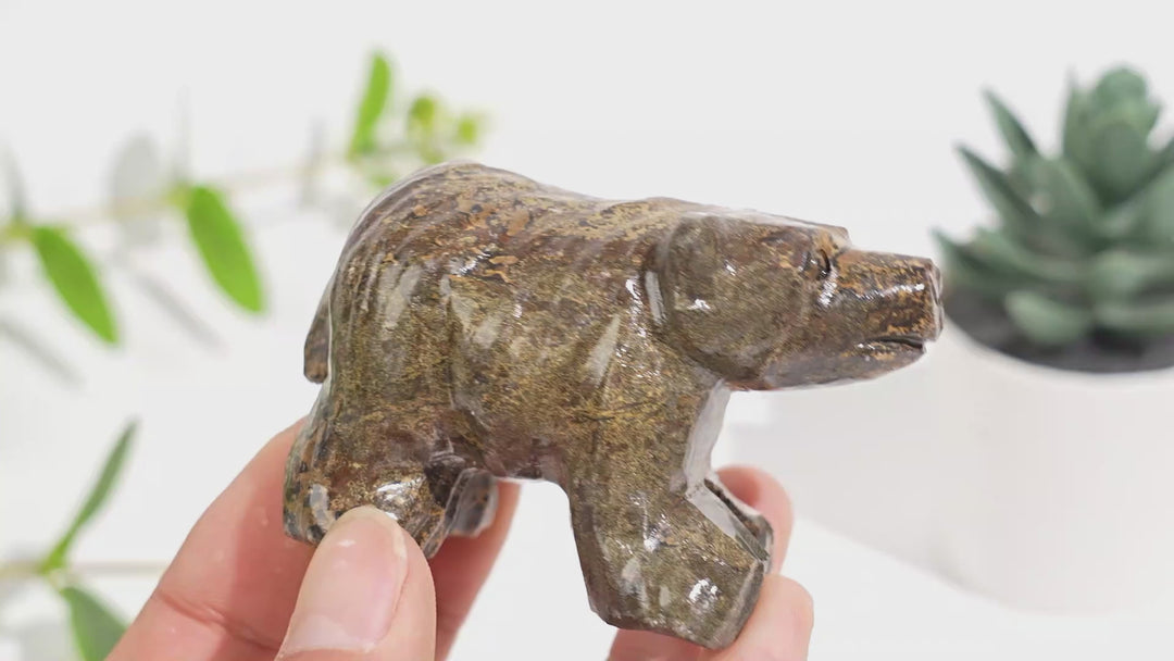 Natural Crystal Carving Picture Jasper Bear