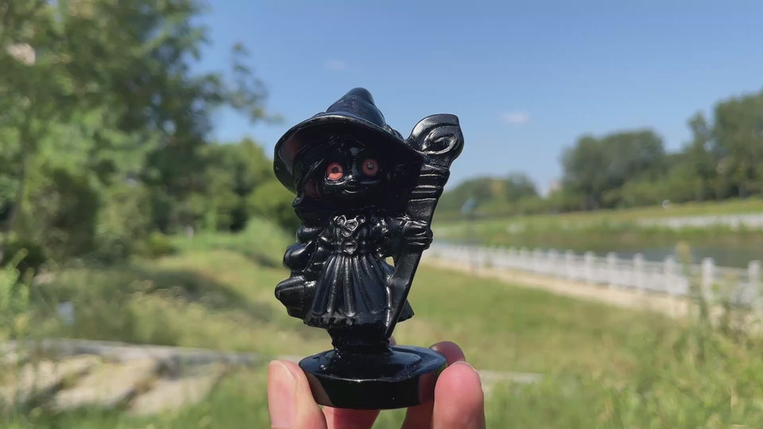 A Slightly Imperfect Natural Crystal Black Obsidian Little Witch