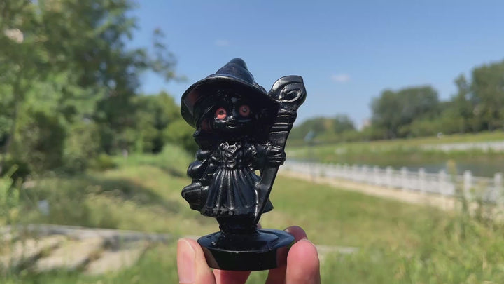 A Slightly Imperfect Natural Crystal Black Obsidian Little Witch