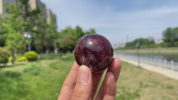 Natural Crystal Vibrant Fire Quartz Sphere