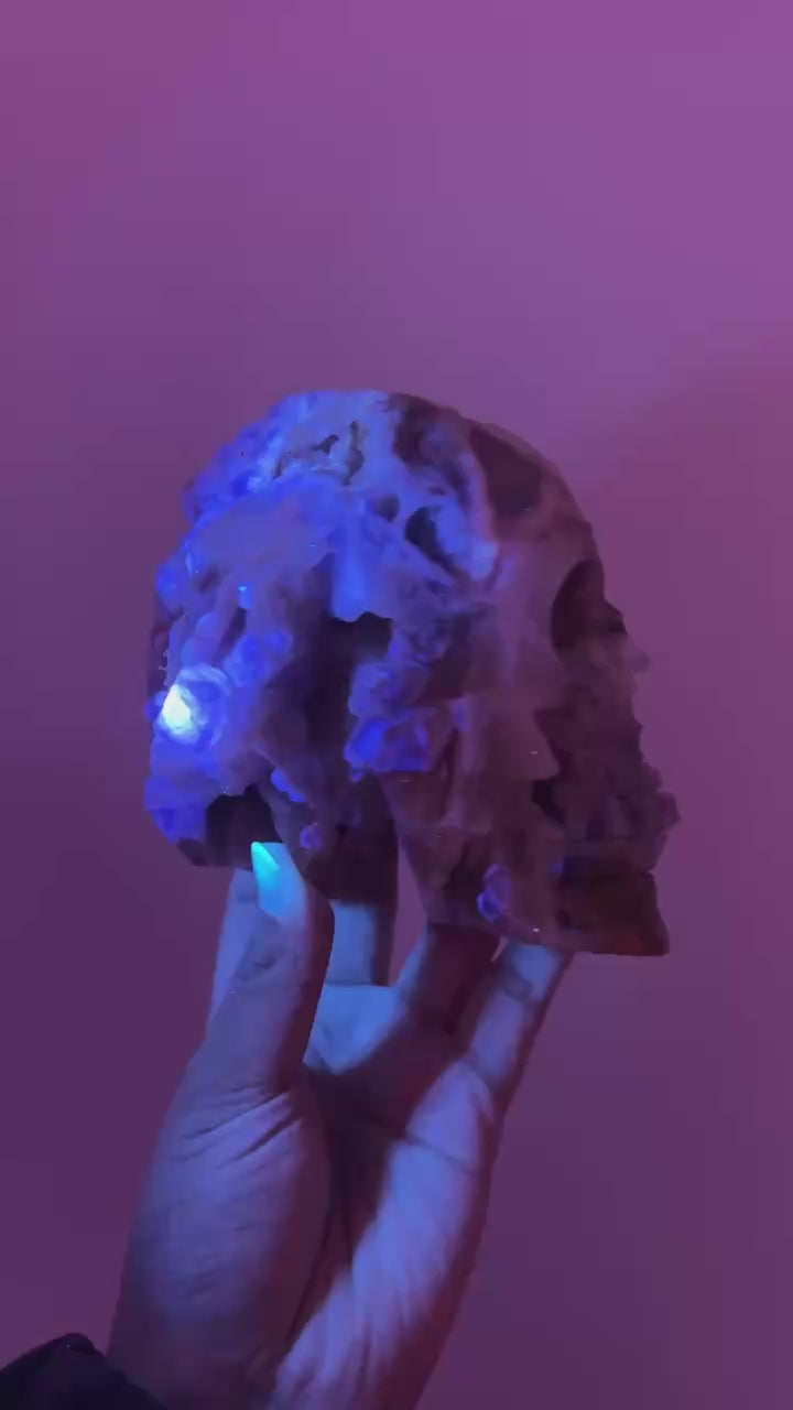 Fluorite With Quartz Skull