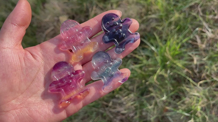 Natural Christmas Fluorite Gingerbread Man