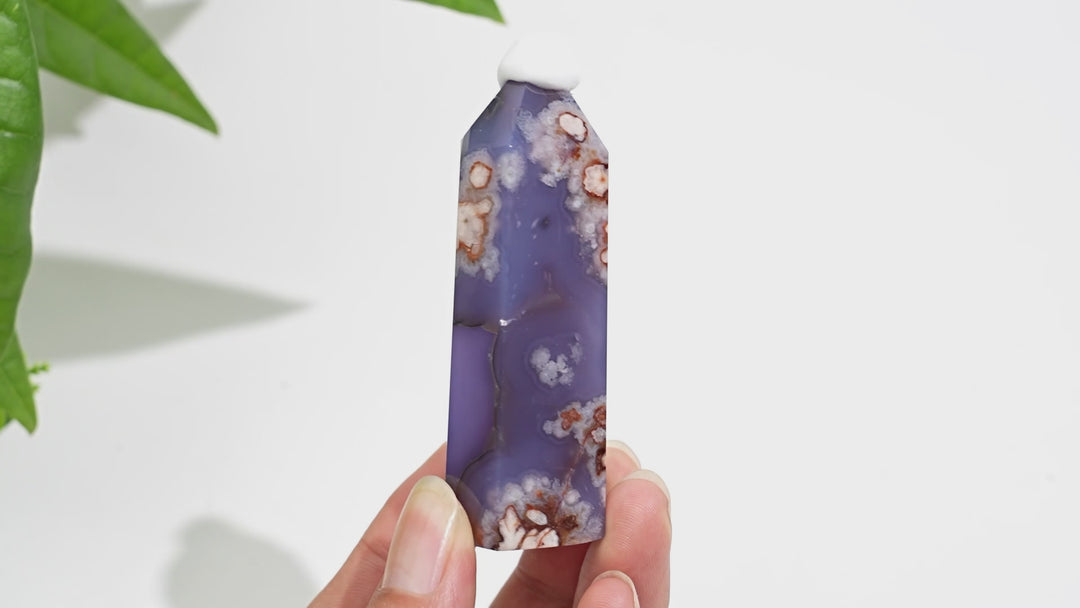 Unique,A Slightly Imperfect Natural Crystal Blue Flower Agate Point