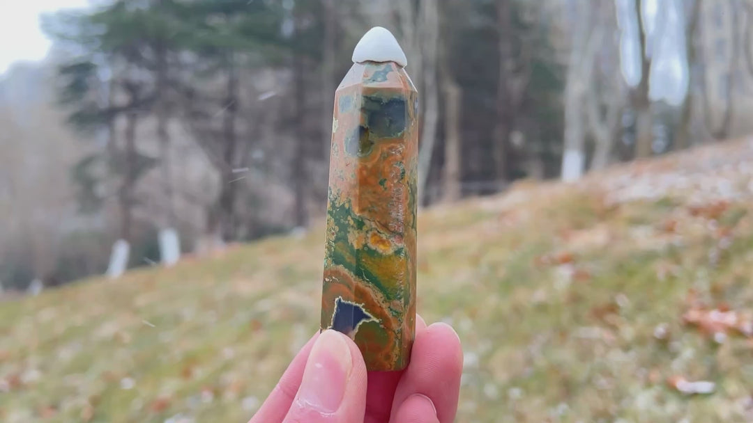 Natural Crystal Rainforest Jasper Point