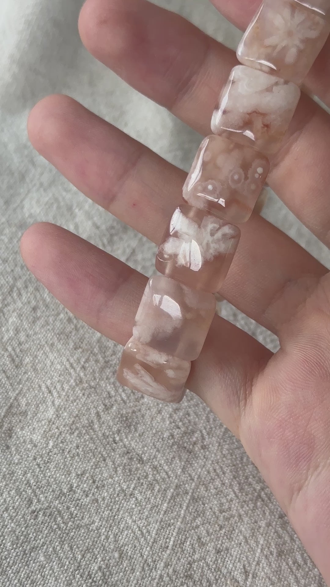 Flower Agate Square Bracelet 12.6-13.3mm