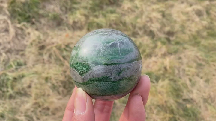 Natural Crystal African Green Jade Sphere