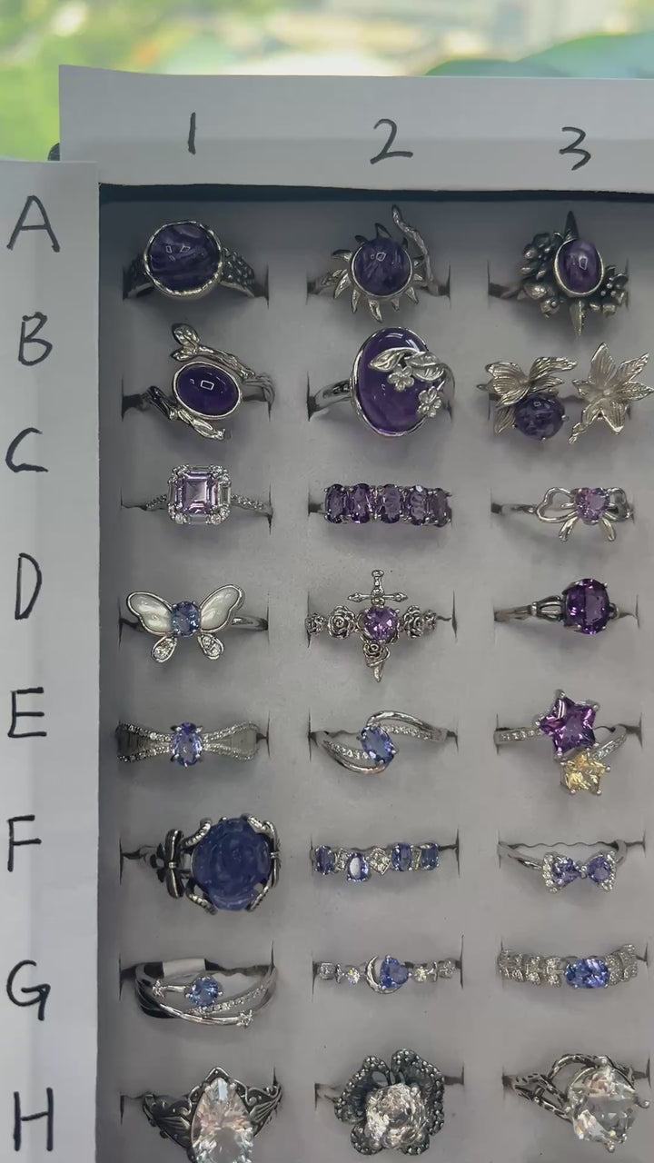 Unique,Crystal Rings-3,S925