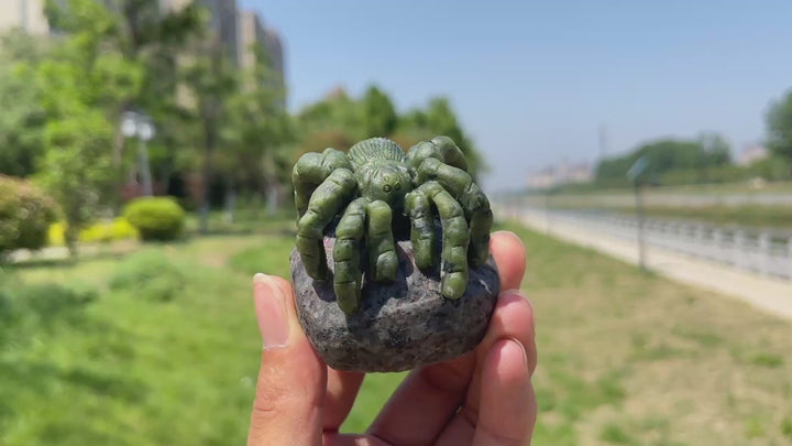 Natural Spider Crystal Carving