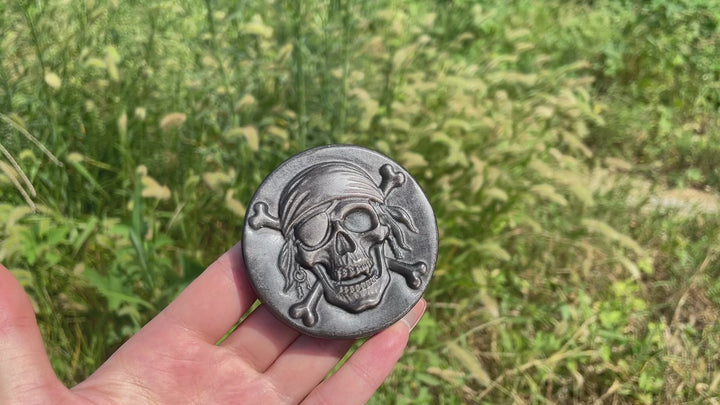 Natural Crystal Carving Silver Obsidian Pirate Skull
