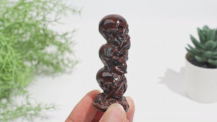 Natural Crystal Three Wise Skulls Carving