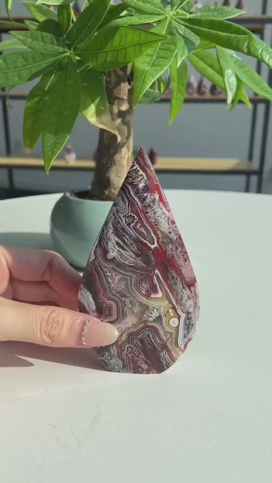 Unique, Mexican Crazy Lace Agate Teardrop