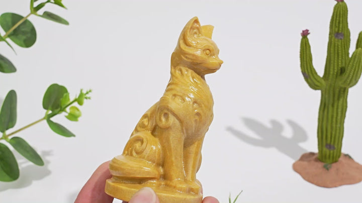 Natural Crystal Ornate Carved Cat Carving