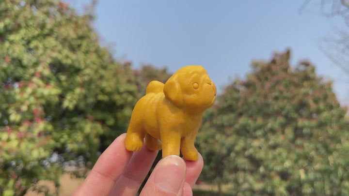 Natural Crystal Carved Head-Tilted Pug