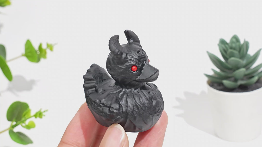 Natural Crystal Black Obsidian Devil Duck Carving