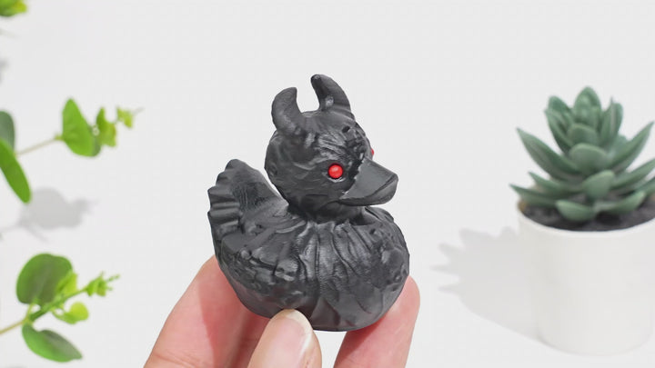 Natural Crystal Black Obsidian Devil Duck Carving