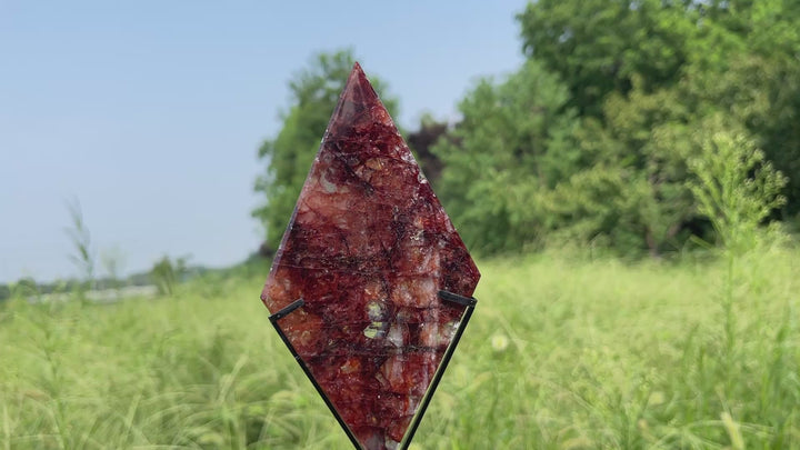 Unique,A Slightly Imperfect Natural Fire Quartz Crystal Diamond Slice
