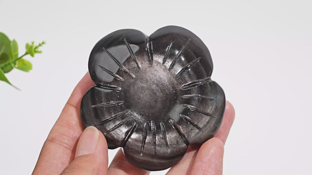 Natural Crystal Peach Blossom Sphere Holder Carving