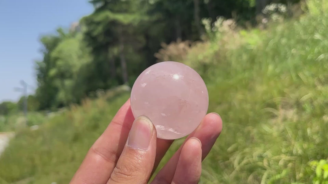 Natural Crystal Rose Quartz Sphere