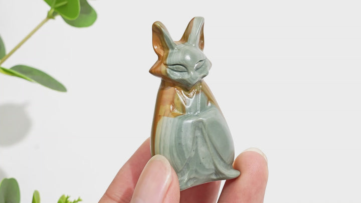 Natural Crystal Carving Cute Fox Spirit