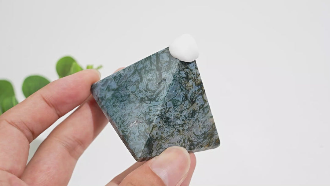 Natural Crystal Moss Agate Pyramid