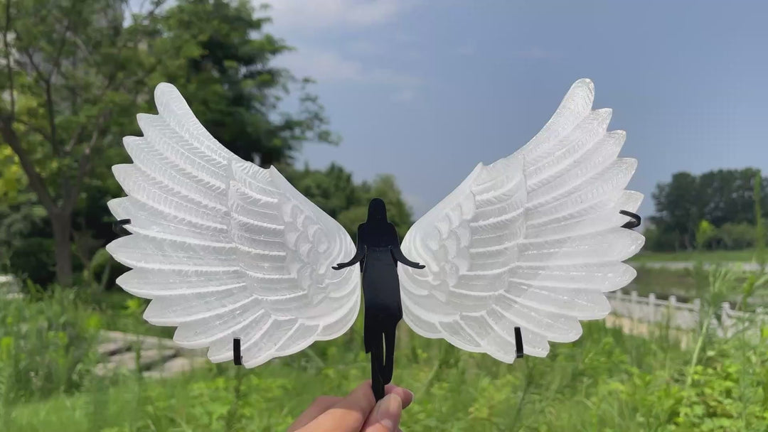 Unique,A Slightly Imperfect Natural Crystal Selenite Wings Carving