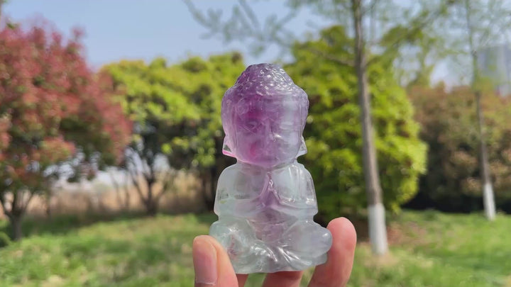 Natural Fluorite Crystal Baby Buddha Carving