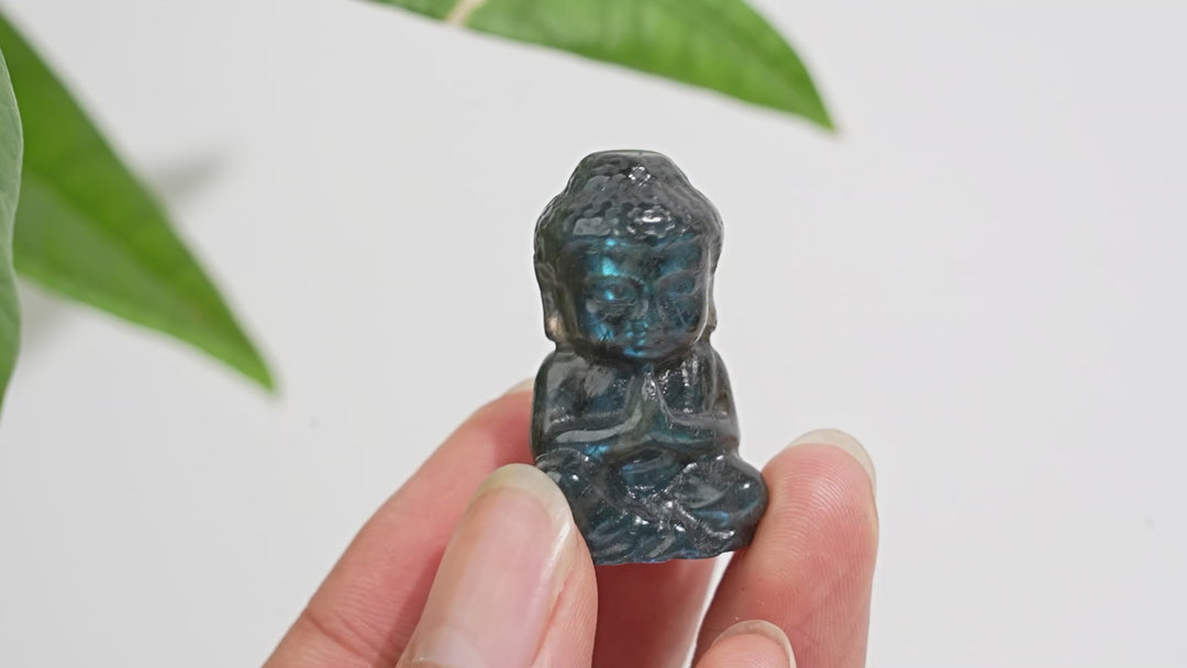 Natural Crystal Labradorite Baby Buddha Carving