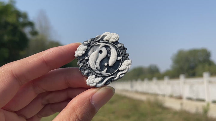 Natural Crystal Carving Taiji Stone Koi Fish