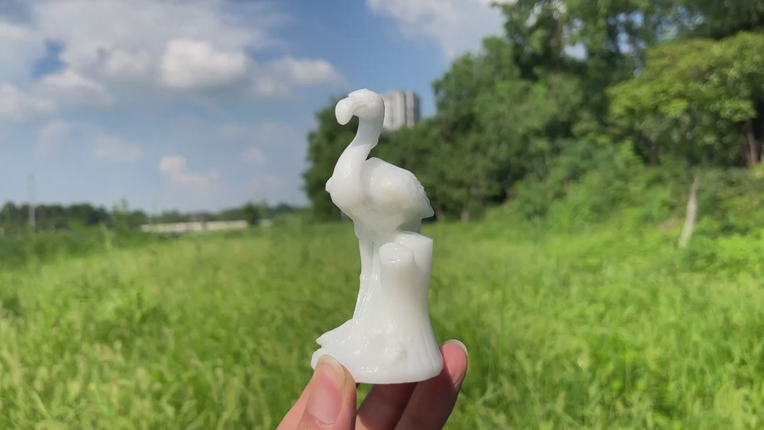 Natural Crystal Tree Base Flamingo Carving
