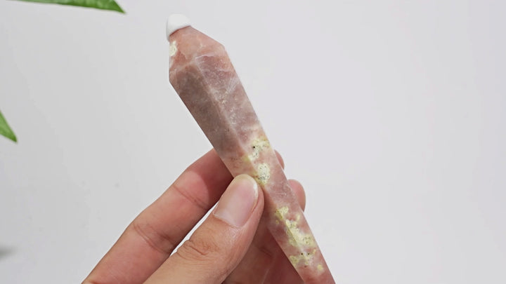 Natural Crystal Red Calcite With Serpentine Wand