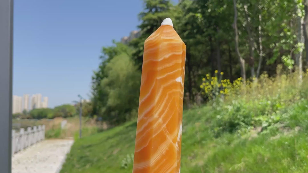 Unique,Natural Large Yellow Calcite Point