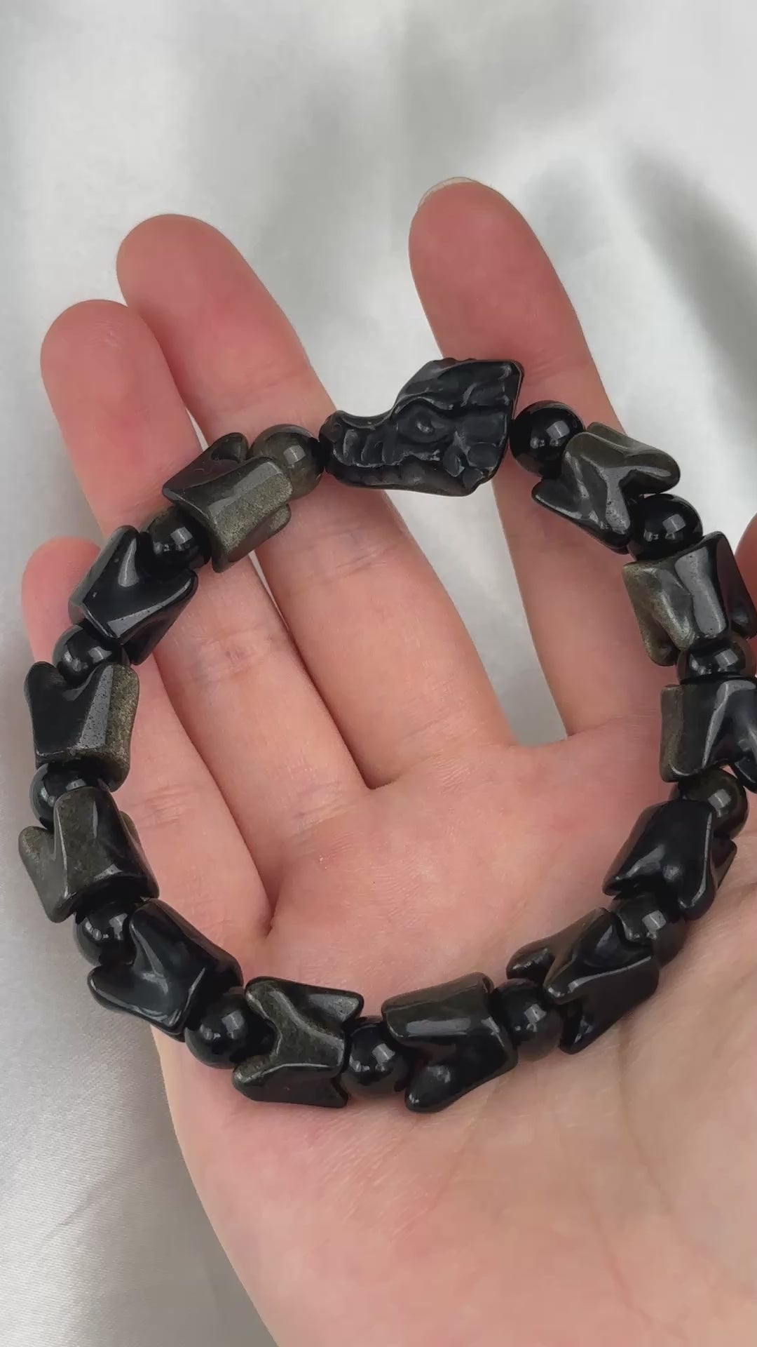 Golden Obsidian Dragon Head Bracelet 11.7-11.9mm