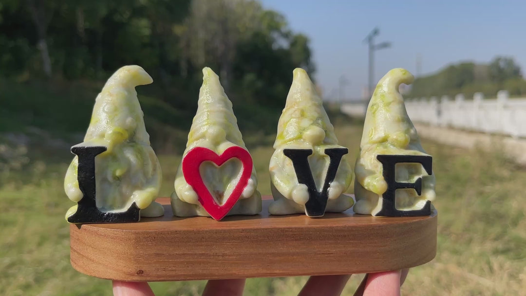 Natural Crystal Carving Cute LOVE Gnome