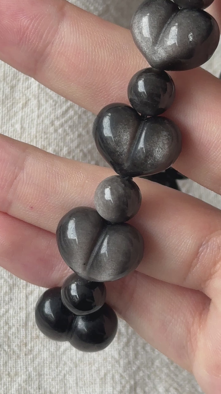 Silver Obsidian Heart Bracelet 12.8-13.0mm