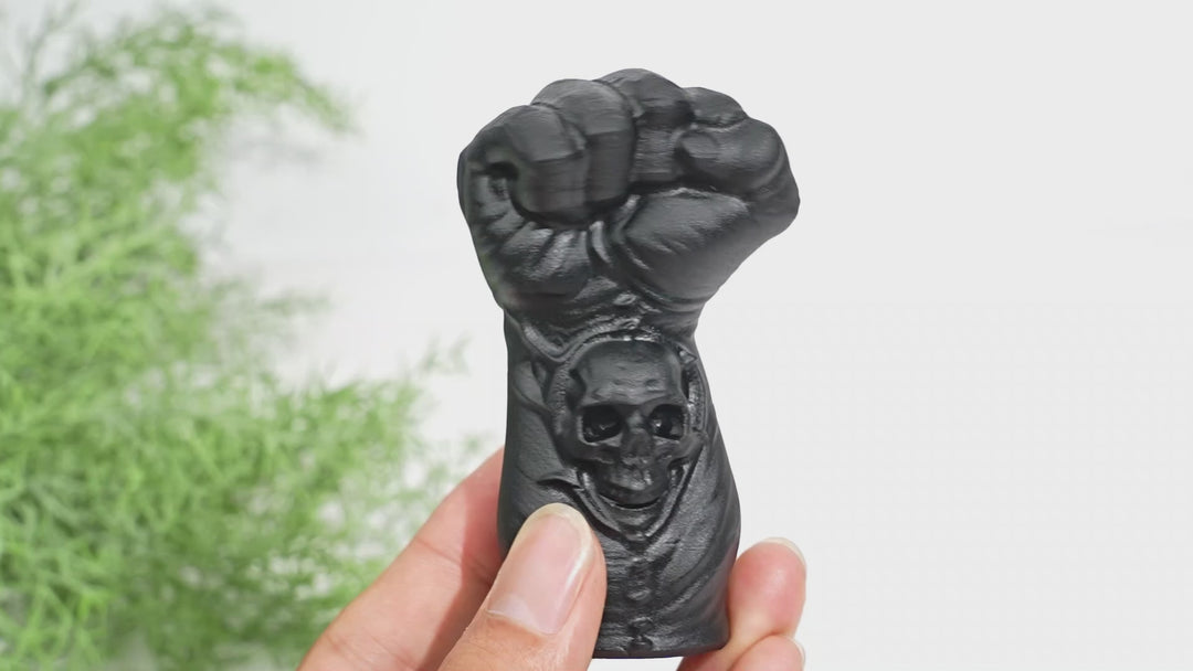 Natural Black Obsidian Skull Fist Carving