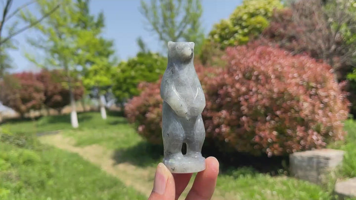 Natural Labradorite Standing Bear