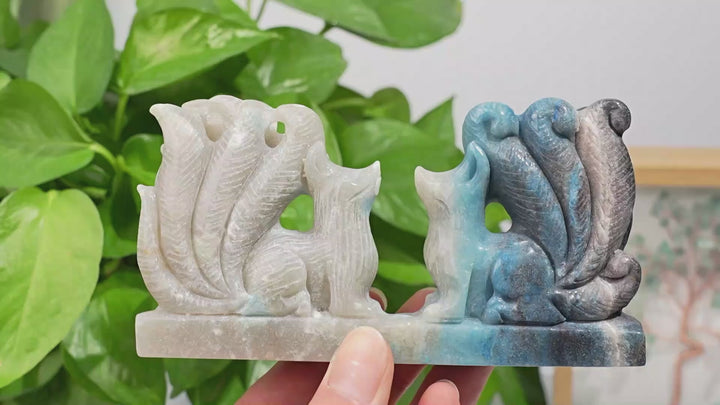 Natural Crystal Carving Trolleite Nine-Tailed Fox