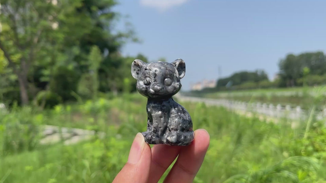 Natural Crystal Baby Leopard Carving