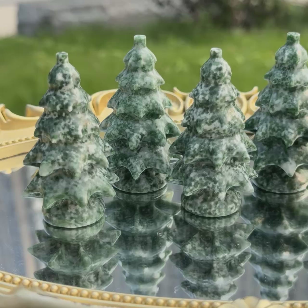 Natural Crystal Carving Wollastonite And Nephrite Christmas Tree